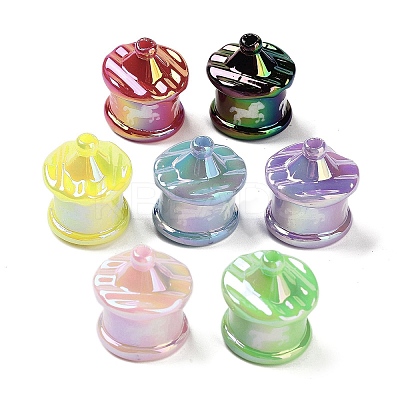 UV Plating Rainbow Iridescent Acrylic Beads X-OACR-F009-06-1