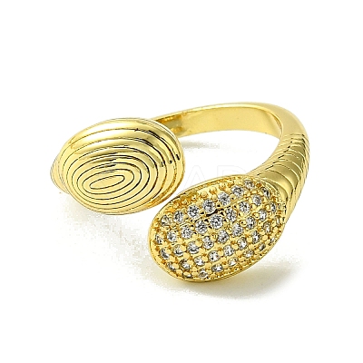 Brass Micro Pave Cubic Zirconia Open Cuff Rings RJEW-K256-22G-1