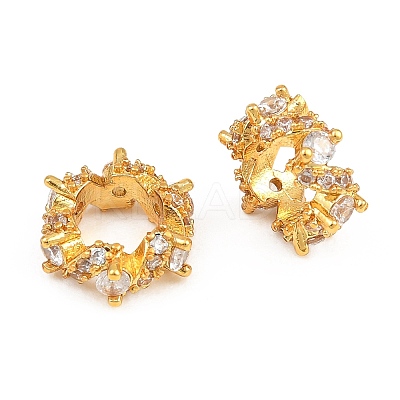 Heartbeat Brass Micro Pave Clear Cubic Zirconia European Beads CU-CBA6A75-22G-1