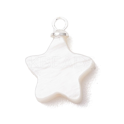 Natural Freshwater Shell Flower Star Heart Charms with Brass Bails PALLOY-JF05098-1