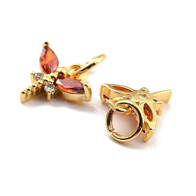Brass Micro Pave Cubic Zirconia Charms KK-A156-07G-RS-1