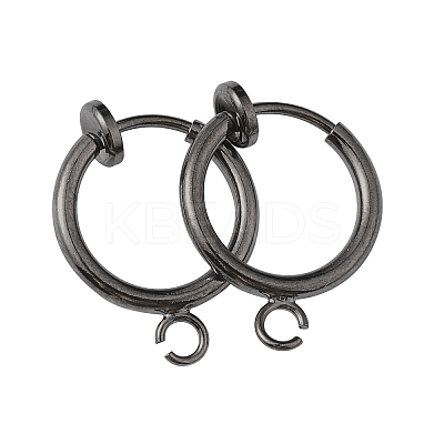 Brass Clip-on Hoop Earring Findings KK-P102-01B-01-1