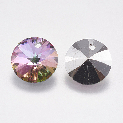 Faceted Glass Rhinestone Charms RGLA-F049-12mm-001VO-1