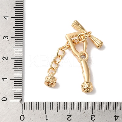 Brass Micro Pave Clear Cubic Zirconia Toggle Clasps KK-G503-03G-1