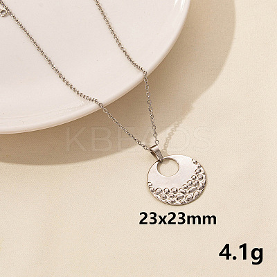 304 Stainless Steel Flat Round Pendant Necklace for Women SM6724-7-1