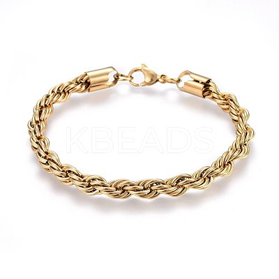 304 Stainless Steel Rope Chain Bracelets X-BJEW-H574-04G-1