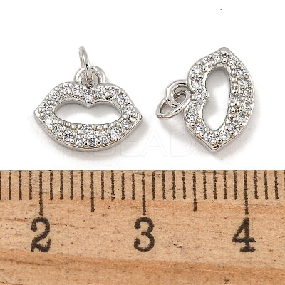 Rack Plating Brass Micro Pave Clear Cubic Zirconia Charms KK-U030-03P-1