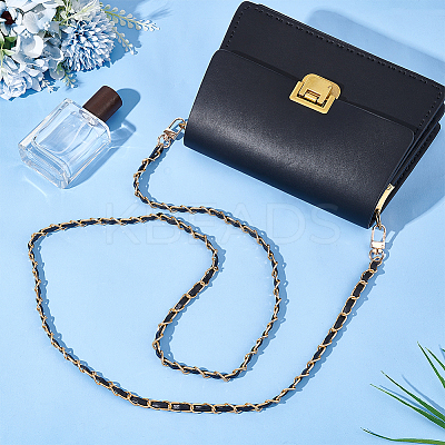 Zinc Alloy with PU Leather Chain Bag Strap AJEW-WH0472-65KCG-1