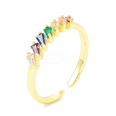 Cubic Zircona Triangle Open Cuff Ring RJEW-H103-08G-1