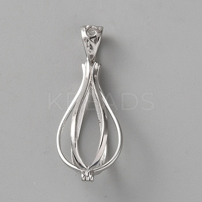 925 Sterling Silver Bead Cage Pendants STER-WH0005-46A-P-1