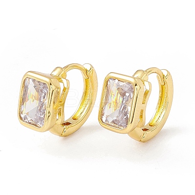 Clear Cubic Zirconia Rectangle Hoop Earrings X-EJEW-I266-01G-1