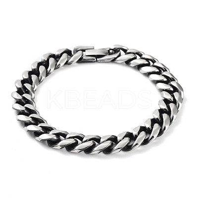 Non-Tarnish 304 Stainless Steel Cuban Link Chains Bracelets for Men BJEW-D031-04P-1