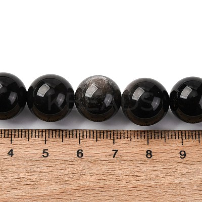 Natural Silver Sheen Obsidian Beads Strands G-F808-C01-14mm-1