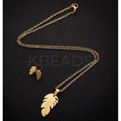 201 Stainless Steel Pendant Necklaces & Stud Earrings Sets FS-WGB00D6-07-1
