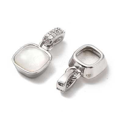 Brass Micro Pave Cubic Zirconia with Natural Shell Charms KK-G533-15P-1