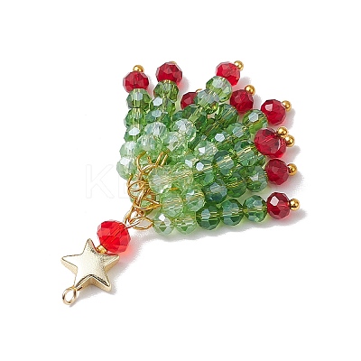 3Pcs Glass Beaded Tassel Big Pendants PALLOY-JF02983-1