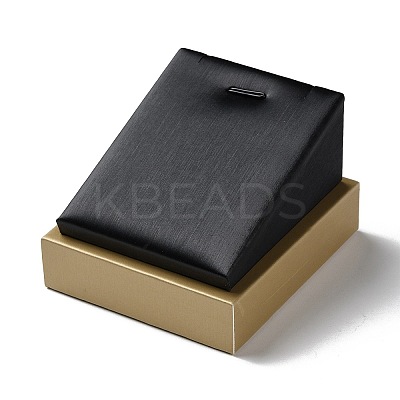 Wood Coverd with PU Leather Slant Back Pendant Necklace Display Pedestals LS-ODIS-C010-03-1