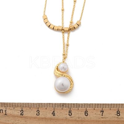 304 Stainless Steel Double Layer Necklaces NJEW-Z061-02G-1