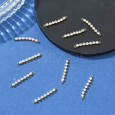 SHEGRACE Brass Pave Clear Cubic Zirconia Connector Charms XGRQ3P195-639G-1