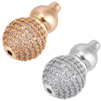 4Pcs 2 Colors Brass Micro Pave Clear Cubic Zirconia Screw Clasps KK-BBC0018-87-1
