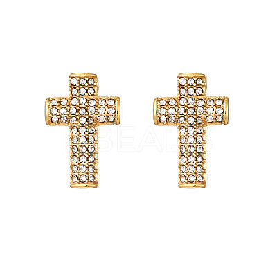 Cross 304 Stainless Steel Crystal Rhinestone Stud Earrings for Women RH7561-5-1