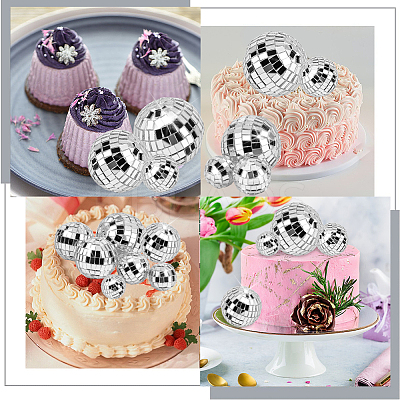11Pcs 5 Style Plastic & Glass Disco Ball Cake Decorations FEPA-CP0001-01-1