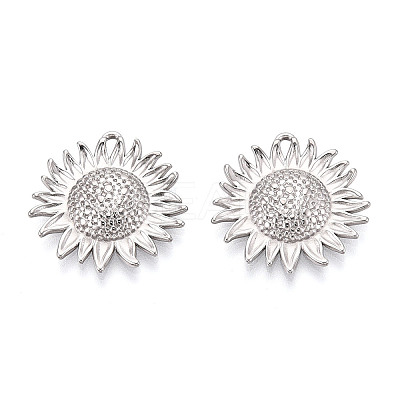 304 Stainless Steel Sunflower Pendants STAS-T069-44S-1