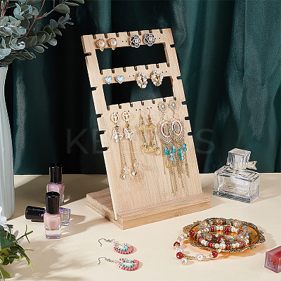 36-Hole 3-Row Wood Jewelry Display Stands EDIS-WH0016-007A-1
