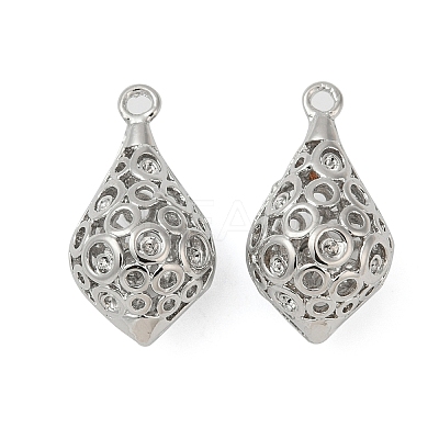 Hollow Out Brass Pendant Rhinestone Settings KK-G532-07P-1