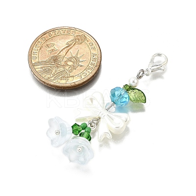 4Pcs Glass & ABS Imitation Pearl Pendant Decoration HJEW-TA00352-1