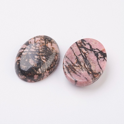 Natural Rhodonite Flat Back Cabochons G-G741-22x30mm-12-1