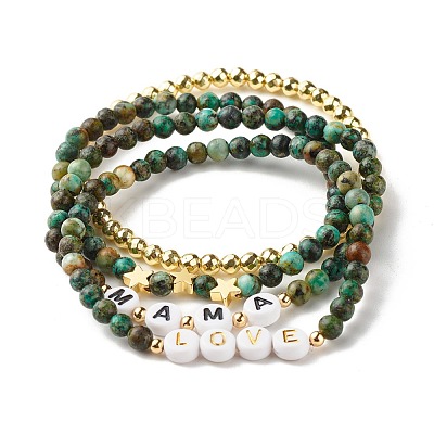 Love Mama Beads Stacking Stretch Bracelets Set for Mother's Day BJEW-JB07159-1