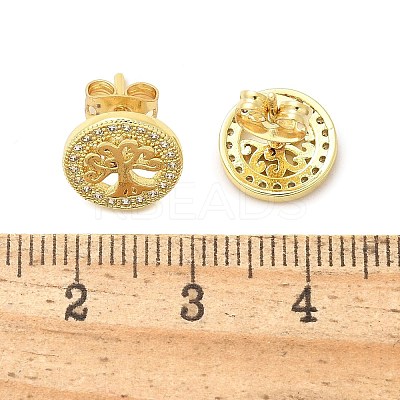 Brass Micro Pave Clear Cubic Zirconia Stud Earrings EJEW-P303-01B-G-1