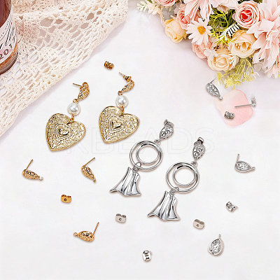 20PCS Brass Stud Earring Findings KK-BBC0027-89B-1