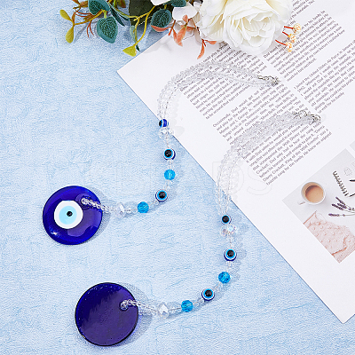 2Pcs Blue Lampwork Evil Eye Car Hanging Ornament HJEW-DC0001-13-1