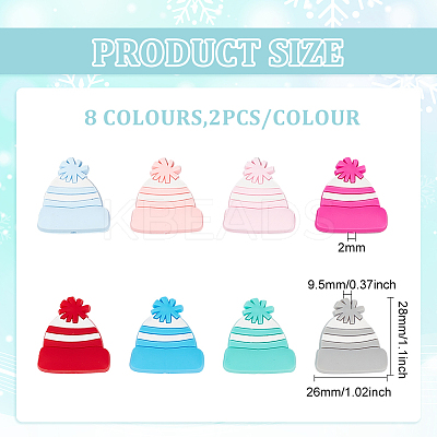 16Pcs 8 Colors Christmas Theme Silicone Beads SIL-CA0002-50-1