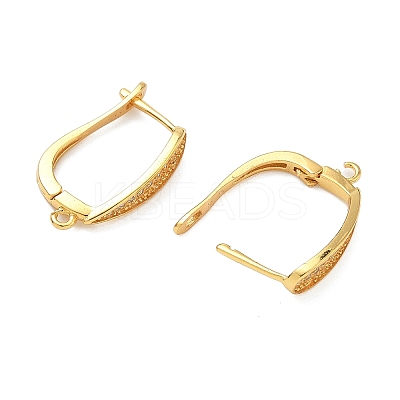 Brass Micro Pave Clear Cubic Zirconia Hoop Earring Findings KK-H532-16G-1