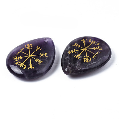 Natural Amethyst Pendants G-T122-72E-1
