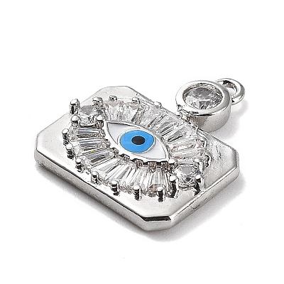 Rack Plating Brass Micro Pave Cubic Zirconia and Enamel Pendants KK-Q786-06P-1