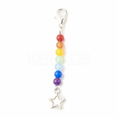 Chakra Theme Natural & Dyed Malaysia Jade Beaded Pendant Decorations HJEW-JM00642-02-1