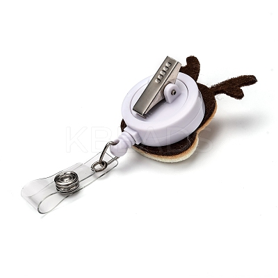Christmas Reindeer/Stag/Deer Felt & ABS Plastic Badge Reel AJEW-I053-09-1