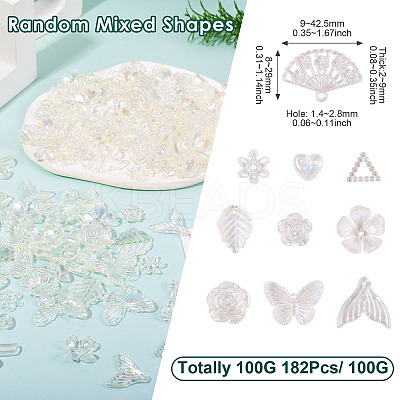 182Pcs 100G Transparent Acrylic Beads OACR-TA0003-66A-1