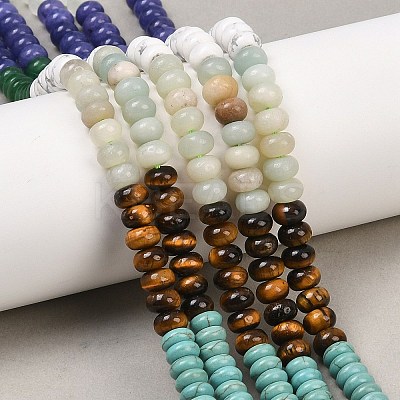Natural Flower Amazonite & Dyed White Jade & Tiger Eye & Howlite & Quartz Crystal & Synthetic Turquoise Beads Strands G-Z135-C06-1