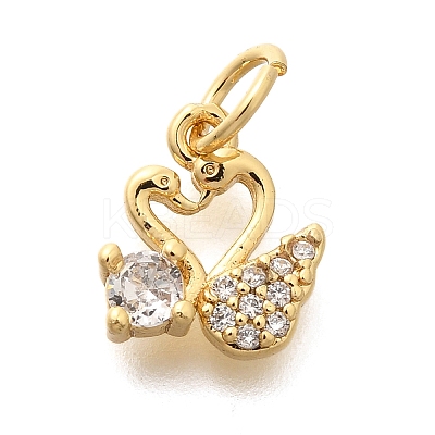 Rack Plating Brass Micro Pave Cubic Zirconia Charms KK-H508-31G-1