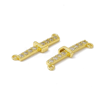 Rack Plating Brass Micro Pave Clear Cubic Zirconia Connector Charms KK-C007-37G-L-1