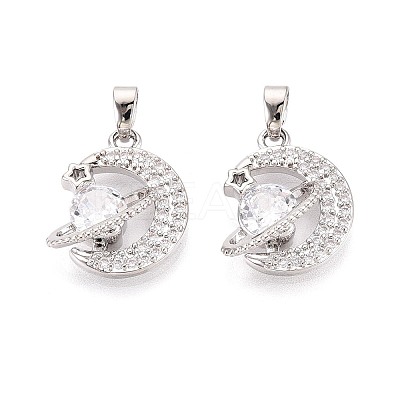 Brass Micro Pave Cubic Zirconia Pendants KK-D357-16C-P-1