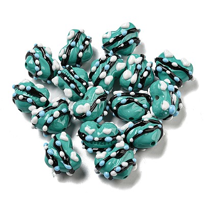 Hand Painted Acrylic with Enamel Beads MACR-D031-06A-1