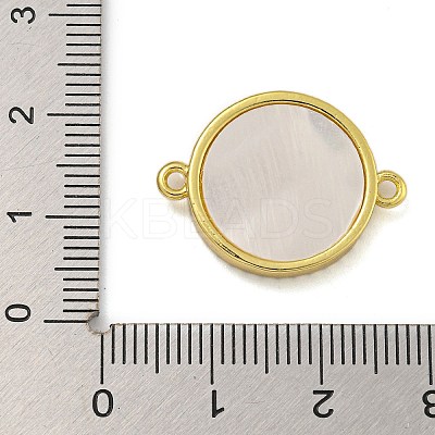 Rack Plating Brass Micro Pave Clear Cubic Zirconia Flat Round Connector Charms KK-I718-47G-03-1