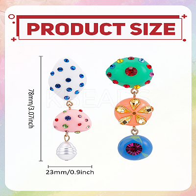 1 Piar Geometric Resin Acrylic Dangle Stud Earrings EJEW-LP0007-020-1