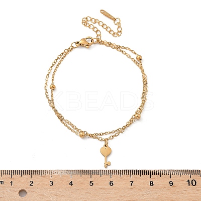 304 Stainless Steel Key Charm Chain Bracelets BJEW-M097-01B-G-1